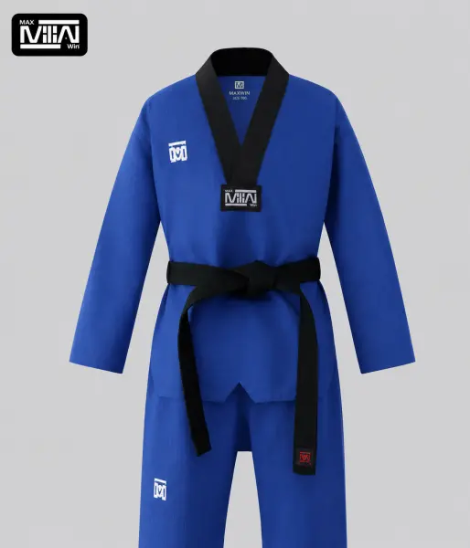 Blue Taekwondo Dobok with Black Collar