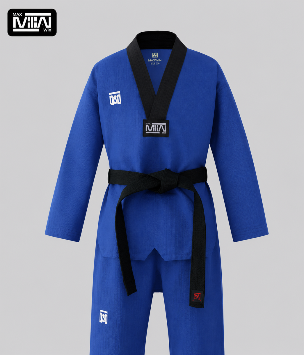Blue Taekwondo Dobok with Black Collar